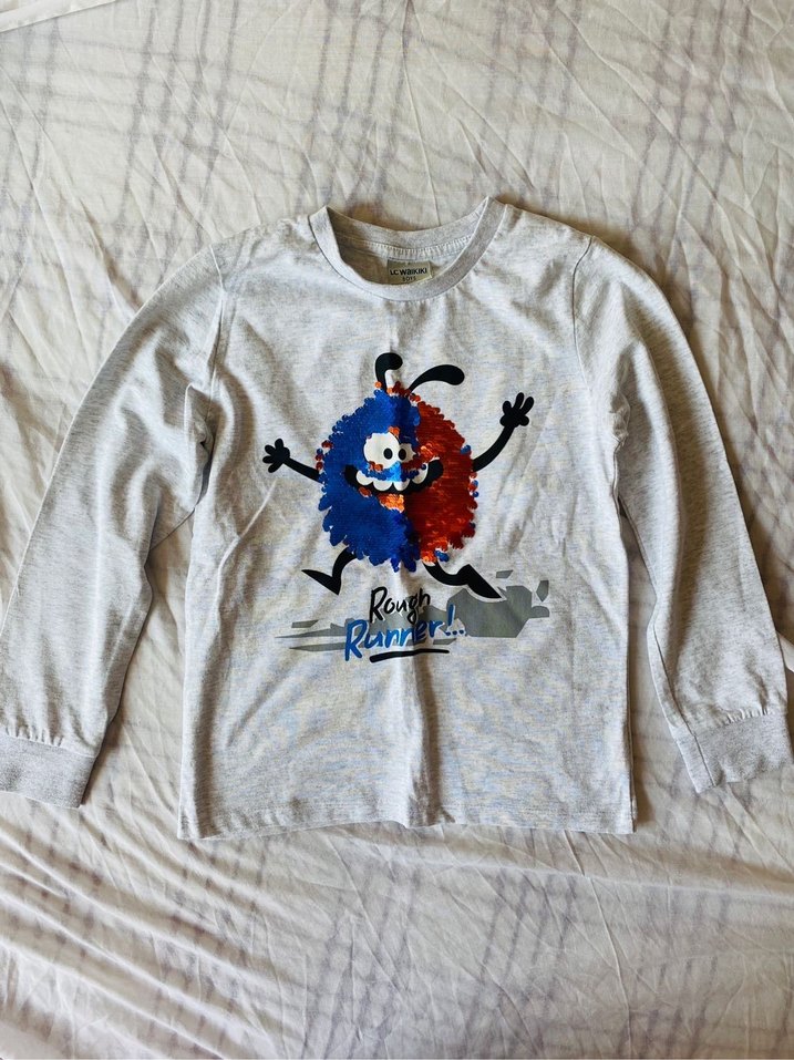 Gri Uzun Kollu Erkek Tişörtler - Görsel 4