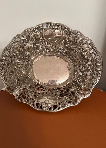 Vintage desenli parlak altın tabak - Görsel 2