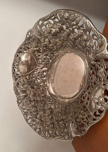 Vintage desenli parlak altın tabak - Görsel 3