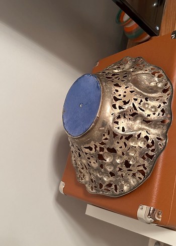 Vintage desenli parlak altın tabak - Görsel 4