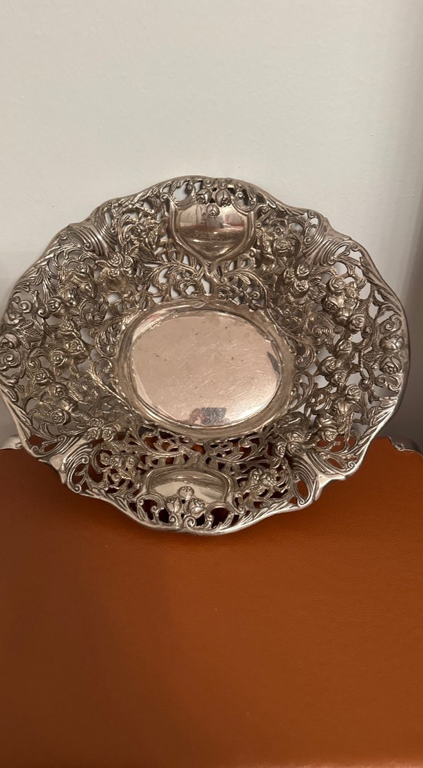 Vintage desenli parlak altın tabak - Görsel 2