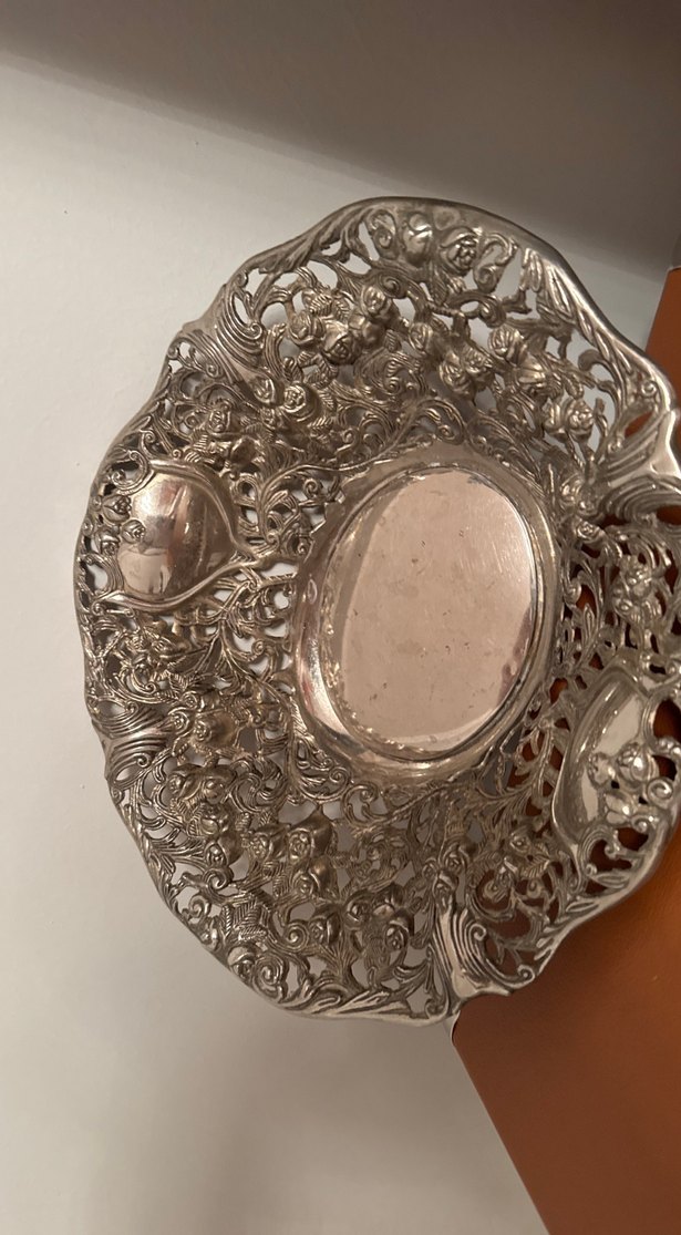 Vintage desenli parlak altın tabak - Görsel 3