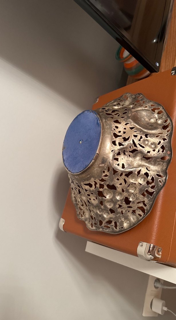 Vintage desenli parlak altın tabak - Görsel 4