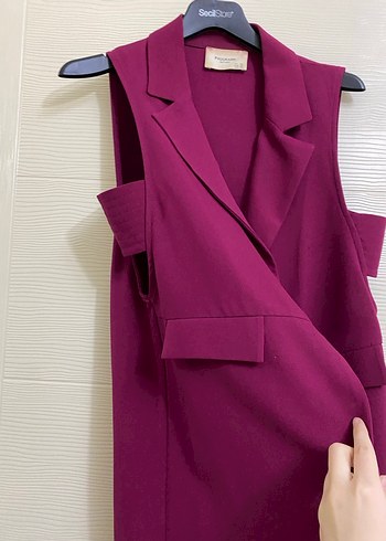 Bordo Uzun Kesim Kadın Yelek - Görsel 3