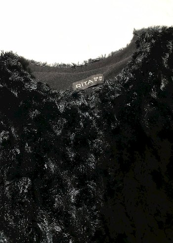 Kürk Detaylı Siyah Kadın Yelek - Görsel 2