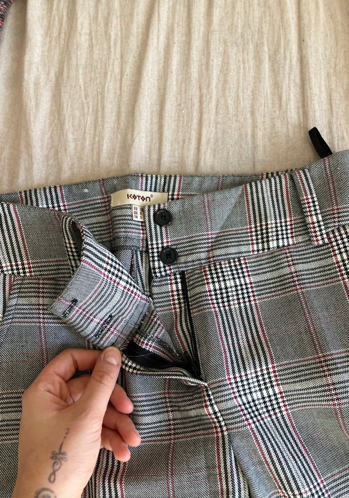 Kadın Gri Midi Kumaş Pantolon - Görsel 2