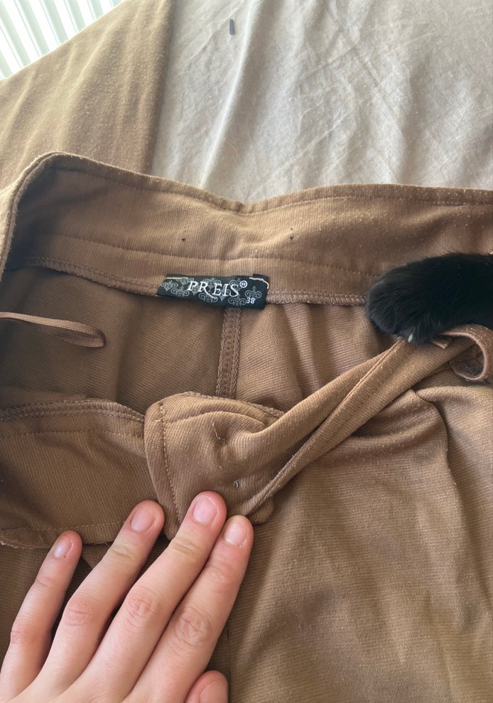 Düğmeli Kahverengi Keten Kadın Pantolon - Görsel 2