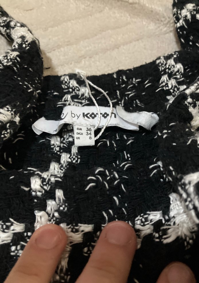 Kadın Siyah Ekose Dokuma Mini Tulum - Görsel 3