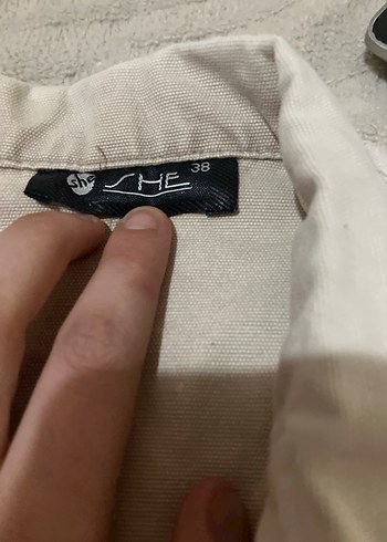 Bej Düğmeli Keten Kadın Ceket - Görsel 3