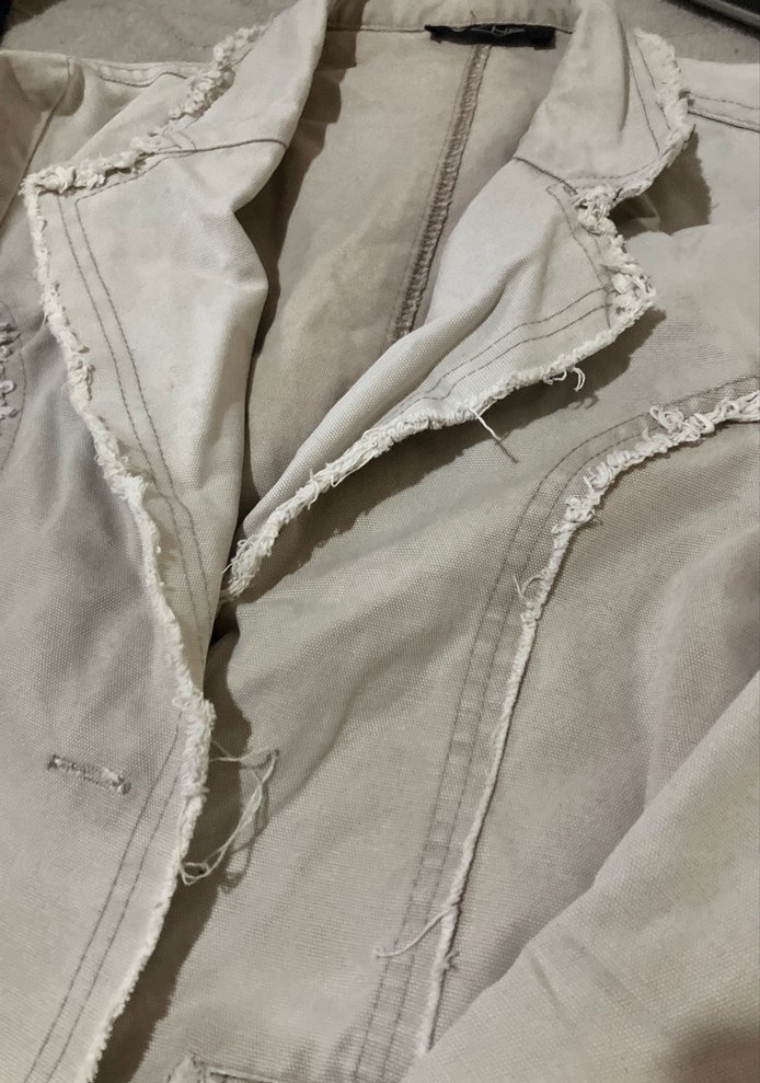 Bej Düğmeli Keten Kadın Ceket - Görsel 2