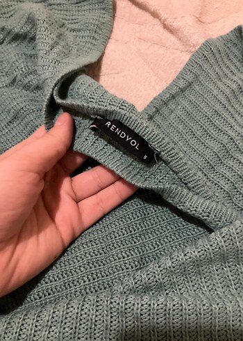 Gri V Yaka Örgü Kadın Kazak - Görsel 2