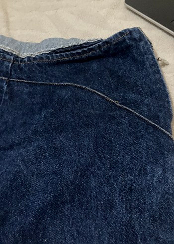 Kadın Lacivert Midi Bol Kesim Kot Pantolon - Görsel 2