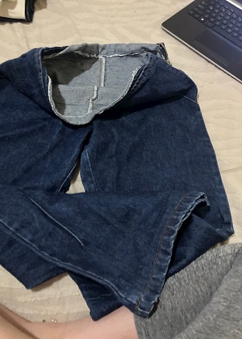 Kadın Lacivert Midi Bol Kesim Kot Pantolon - Görsel 4