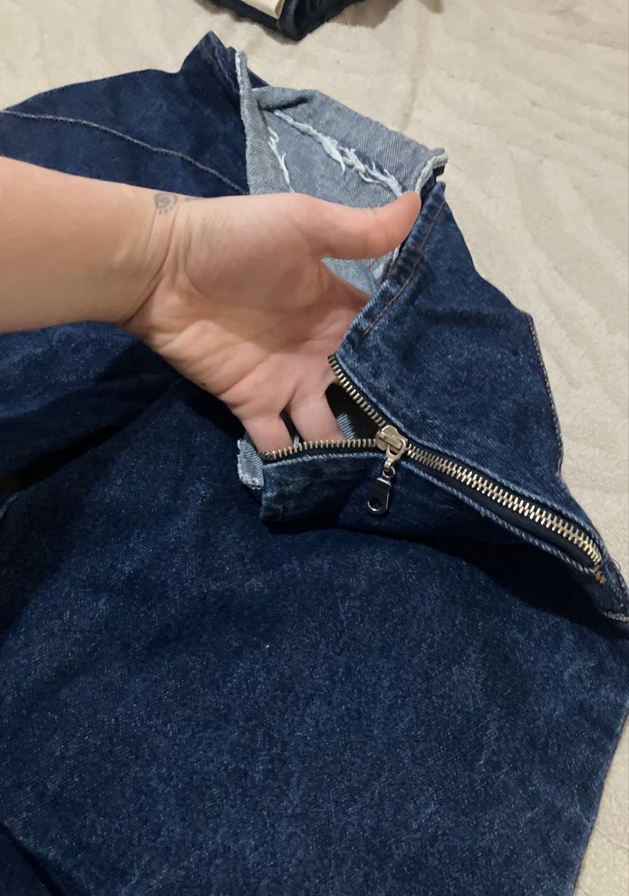 Kadın Lacivert Midi Bol Kesim Kot Pantolon - Görsel 3