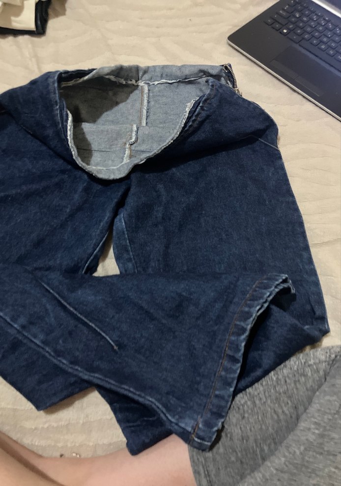 Kadın Lacivert Midi Bol Kesim Kot Pantolon - Görsel 4