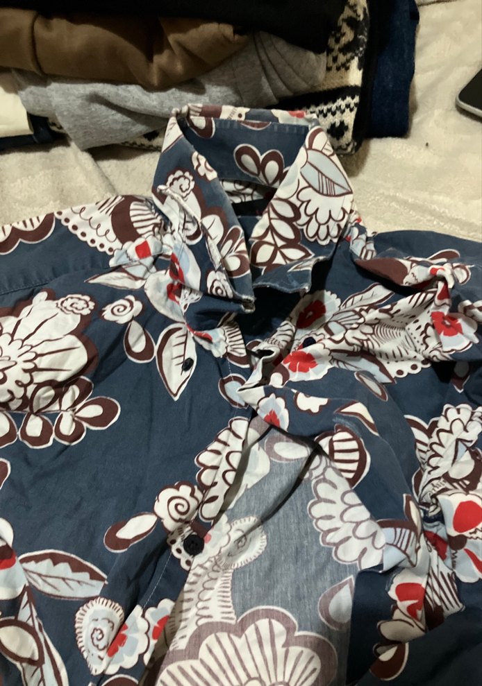 Desenli Mavi Bohem Hamile Bluzu - Görsel 2