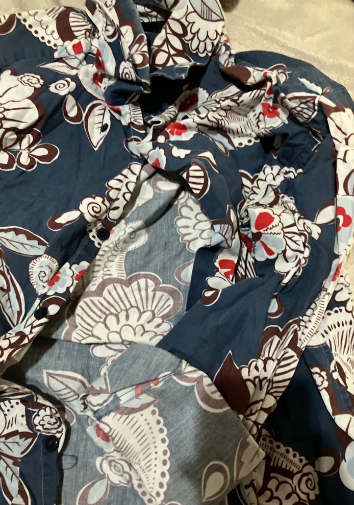 Desenli Mavi Bohem Hamile Bluzu - Görsel 3