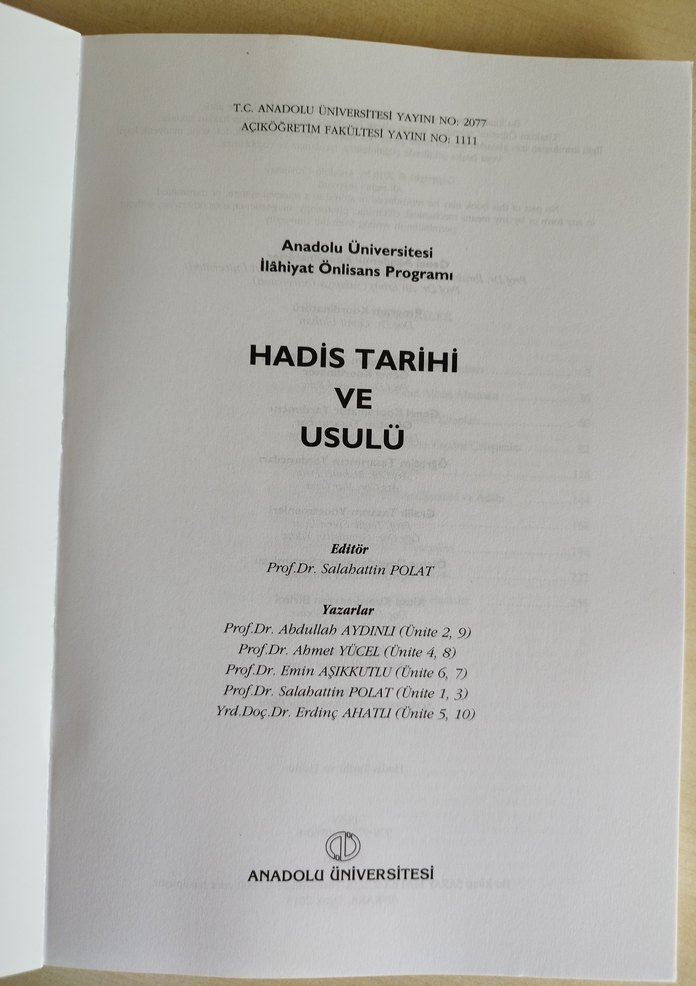 AÖF Hadis Tarihi ve Usulü Ders Kitabı - Görsel 2