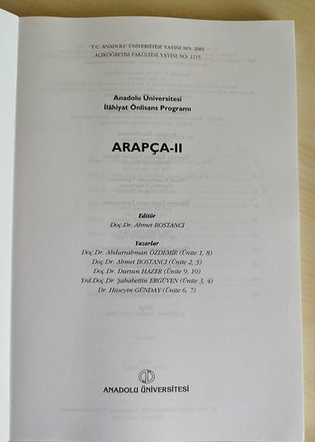 AÖF Arapça-II Ders Kitabı - Görsel 2