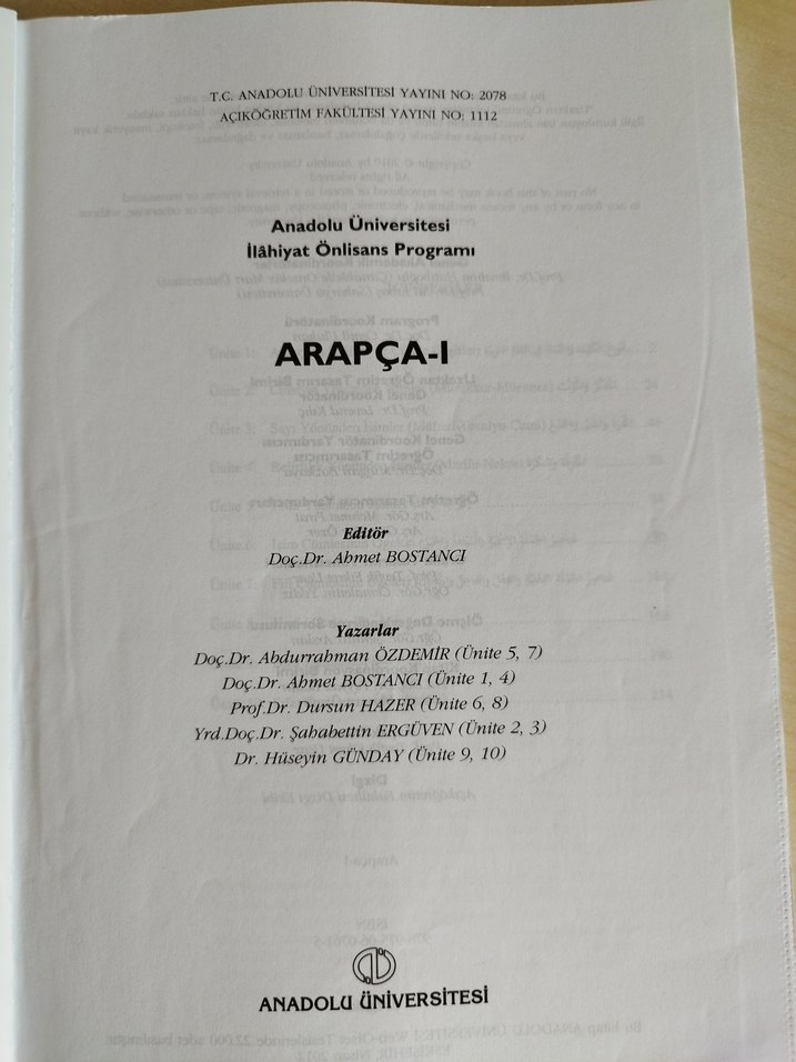 AÖF Arapça-I Ders Kitabı - Görsel 2