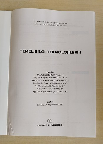 AÖF Temel Bilgi Teknolojileri-I Kitap - Görsel 2