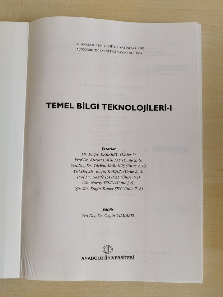 AÖF Temel Bilgi Teknolojileri-I Kitap - Görsel 2