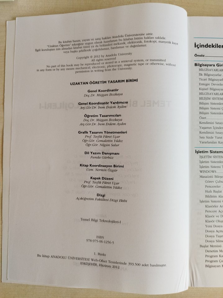 AÖF Temel Bilgi Teknolojileri-I Kitap - Görsel 3