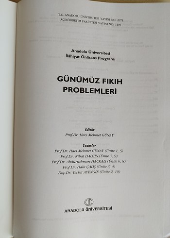 AÖF Günümüz Fıkıh Problemleri Kitabı - Görsel 2