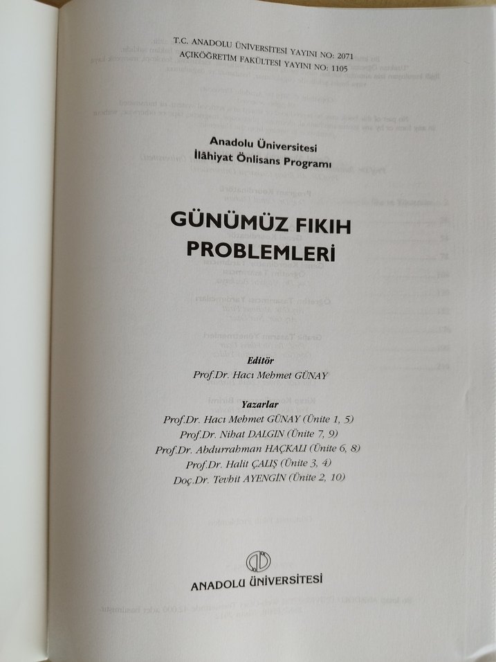 AÖF Günümüz Fıkıh Problemleri Kitabı - Görsel 2