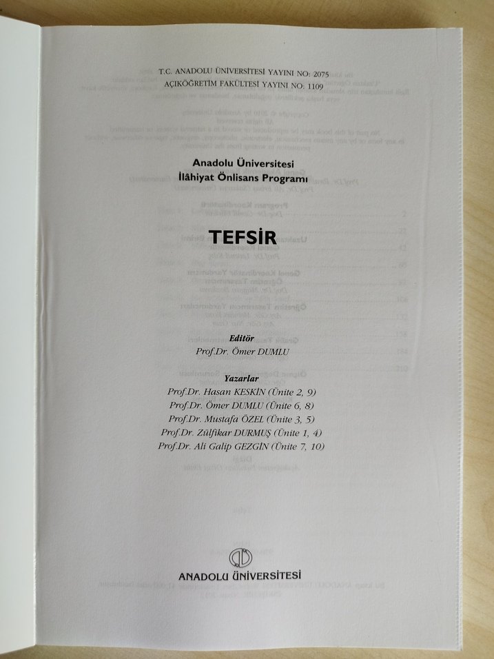 AÖF Tefsir, Ders Kitabı - Görsel 2