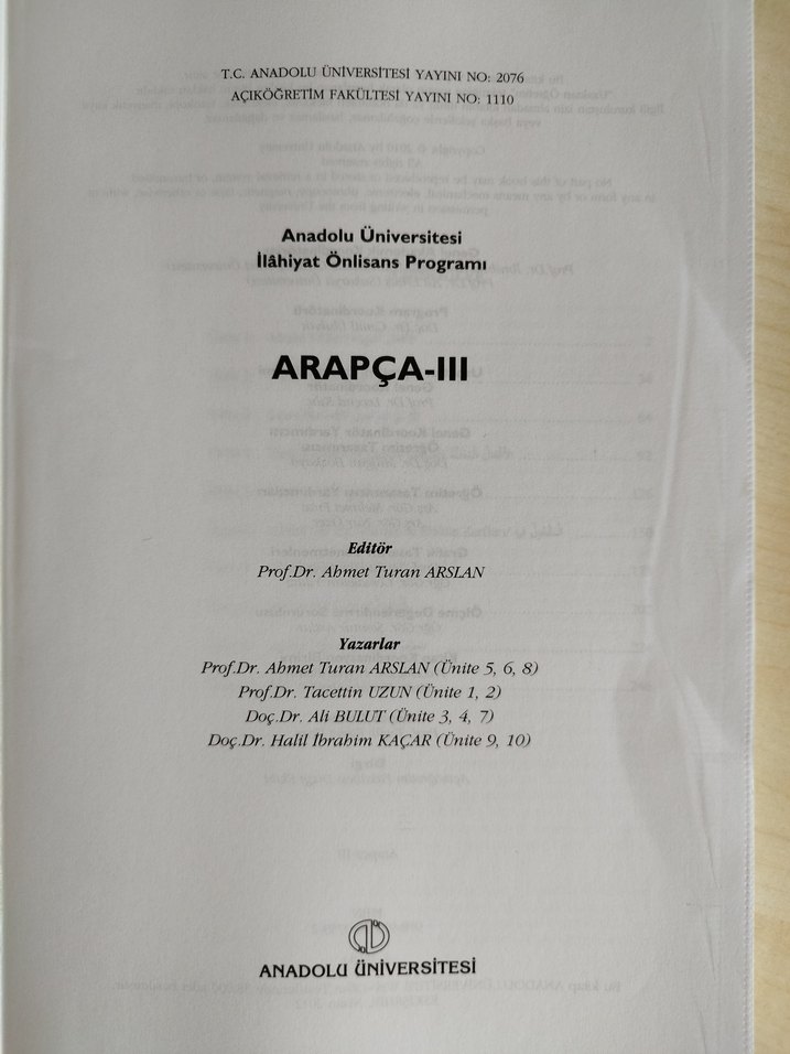 AÖF Arapça-III Yabancı Dil Ders Kitabı - Görsel 2