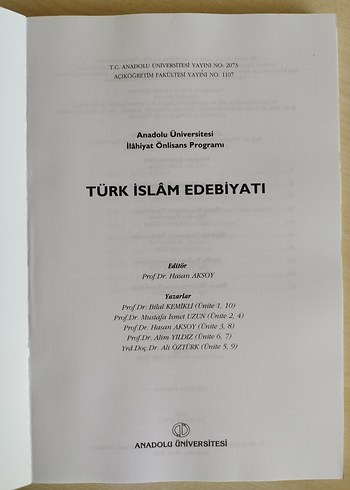 AÖF Türk İslam Edebiyatı Kitabı - Görsel 2