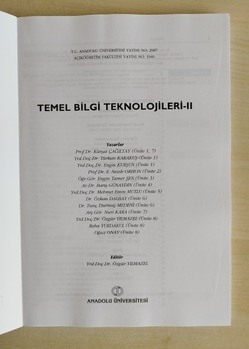 Temel Bilgi Teknolojileri-II Ders Kitabı - Görsel 2