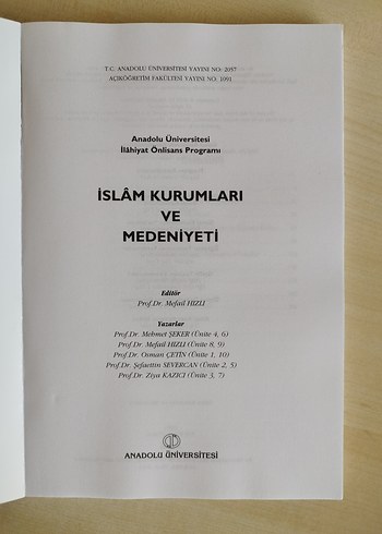 AÖF İslâm Kurumları ve Medeniyeti Kitabı - Görsel 2