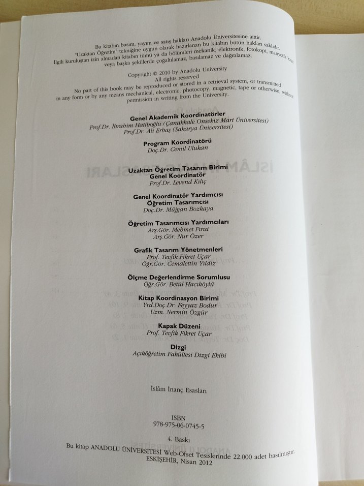 AÖF İslâm İnanç Esasları Kitabı - Görsel 3