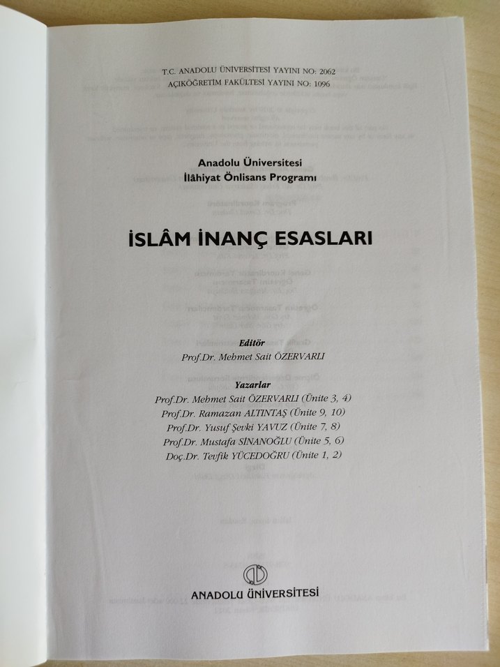 AÖF İslâm İnanç Esasları Kitabı - Görsel 2