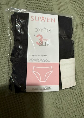 Suwen Siyah Pamuklu 3'lü Midi Slip