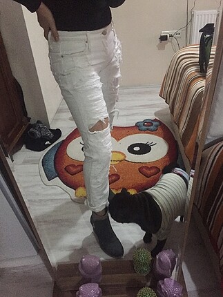 Beyaz boyfriend pantolon