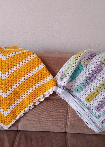 Çok Renkli Pastel Örgü Çocuk Battaniyesi - Görsel 2