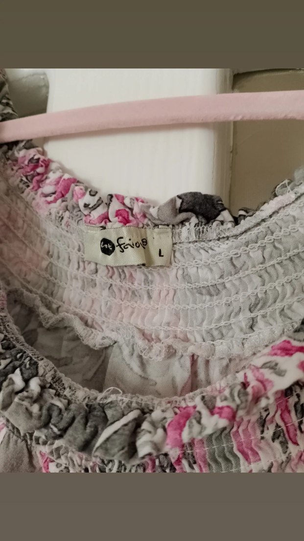 Pembe Gri Bağlama Desenli Uzun Hamile Elbisesi - Görsel 3