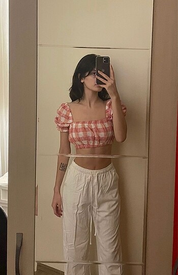 trendyolmilla ekoseli crop top