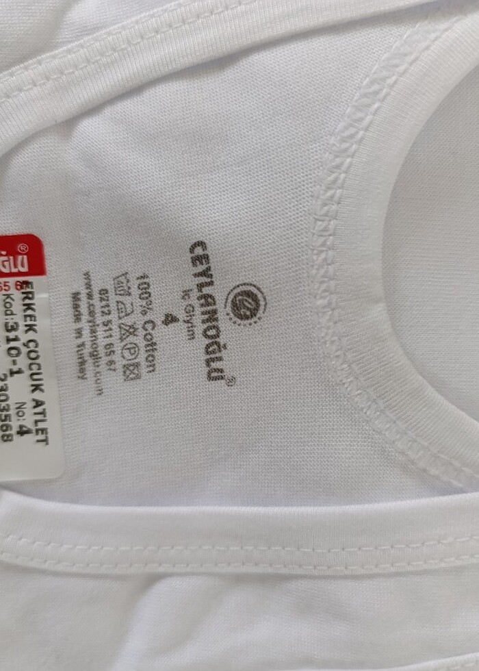 Ceylanoglu 0 pamuk 4 numara 3 yaş atlet 6 adet fiyati - Görsel 2