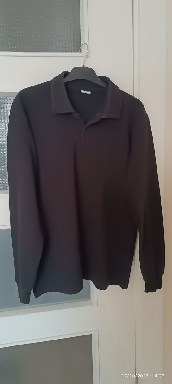 Erkek Siyah Uzun Kollu Polo Tişört - Görsel 3