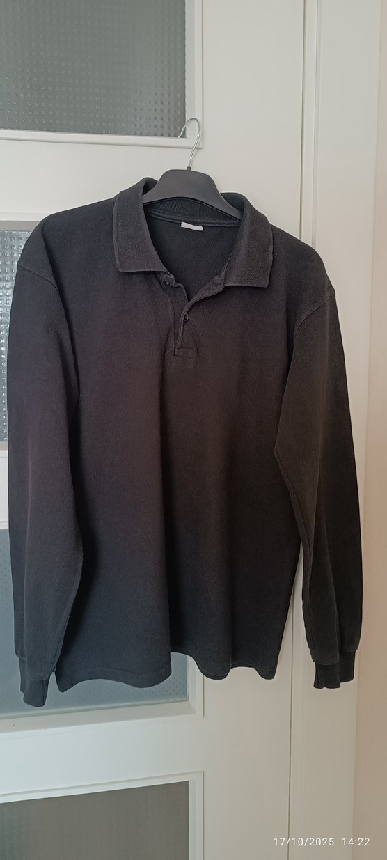 Erkek Siyah Uzun Kollu Polo Tişört - Görsel 2