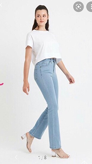 Seçil ispanyol paça yüksek bel jeans