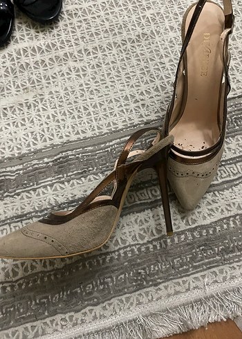 36 Beden camel Renk Bej Süet Stiletto Topuklu Kadın Ayakkabı