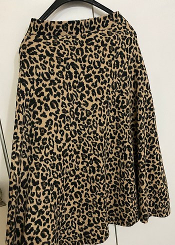 Kahverengi Leopar Desenli Midi Kadın Etek - Görsel 2