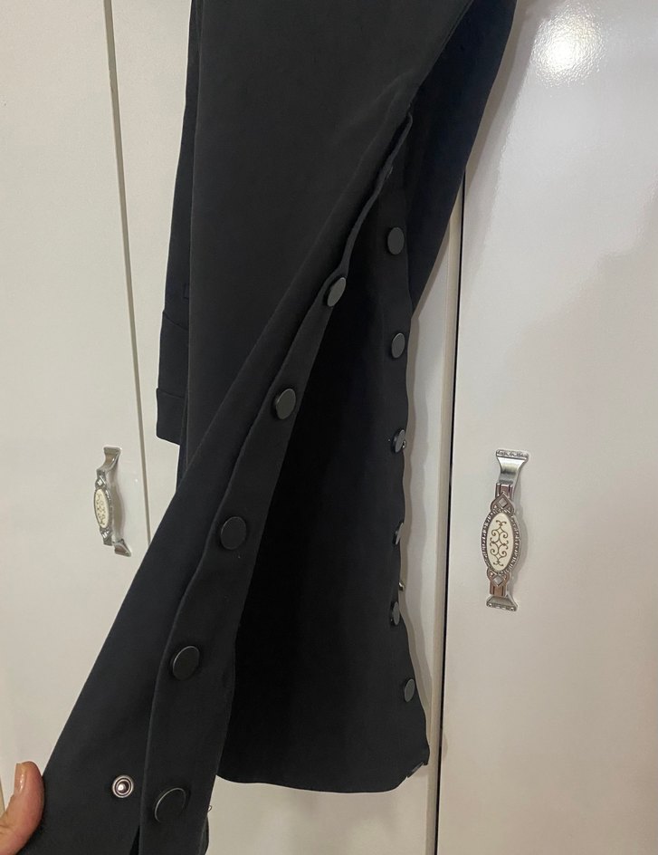 Adl Kadın Siyah Kumaş Pantolon Midi Boy - Görsel 2