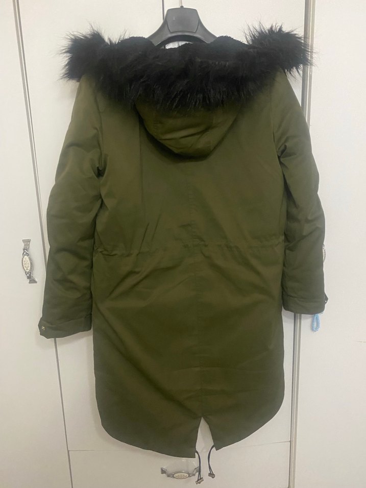 Koyu Yeşil Kadın Midi Kaban - Görsel 2