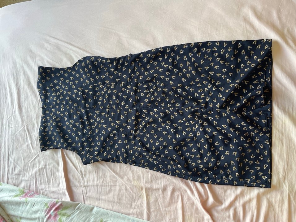 Lacivert Desenli Midi Elbise - Görsel 4